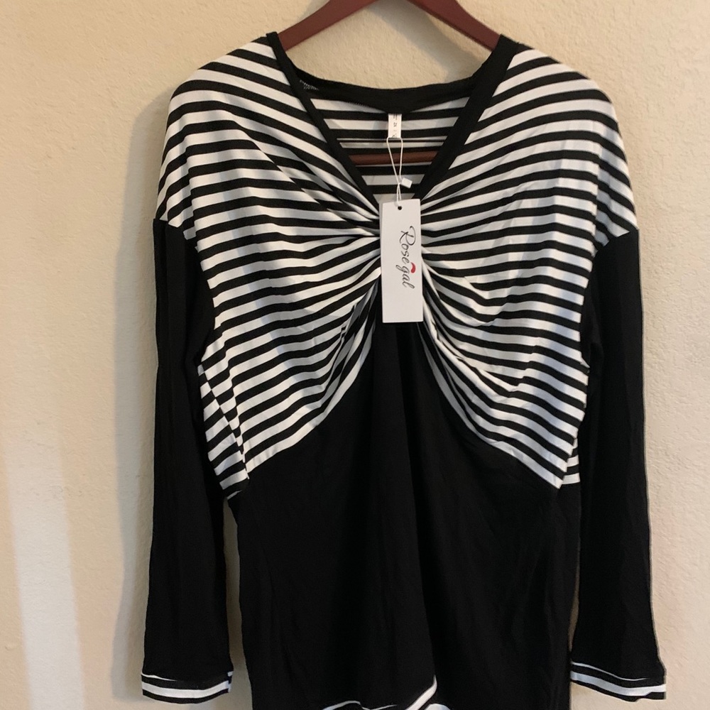 New black and white plus size blouse 2x